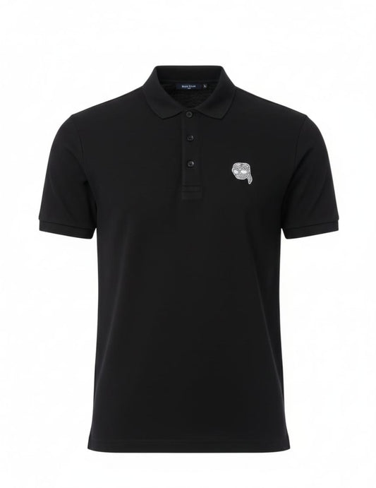 KARL LAGERFELD Obsidian Silk Tailored Fit Short Sleeve Polo Shirt