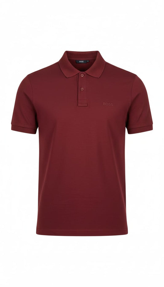 BOSS Ember Crimson Tailored Fit Short Sleeve Piqué Polo Shirt