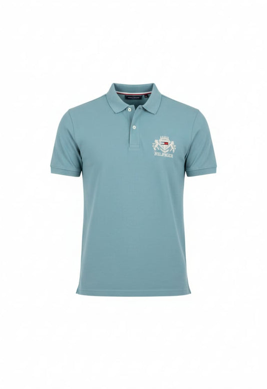 PHILIPP PLEIN Tranquil Aqua Tailored Fit Short Sleeve Piqué Polo Shirt