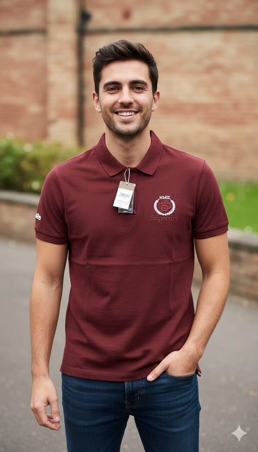 Superdry Classic Logo Polo Shirt in Burgundy
