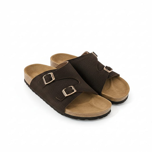 Birkenstock Rustic Chestnut Luxe Fit Slide Sandals