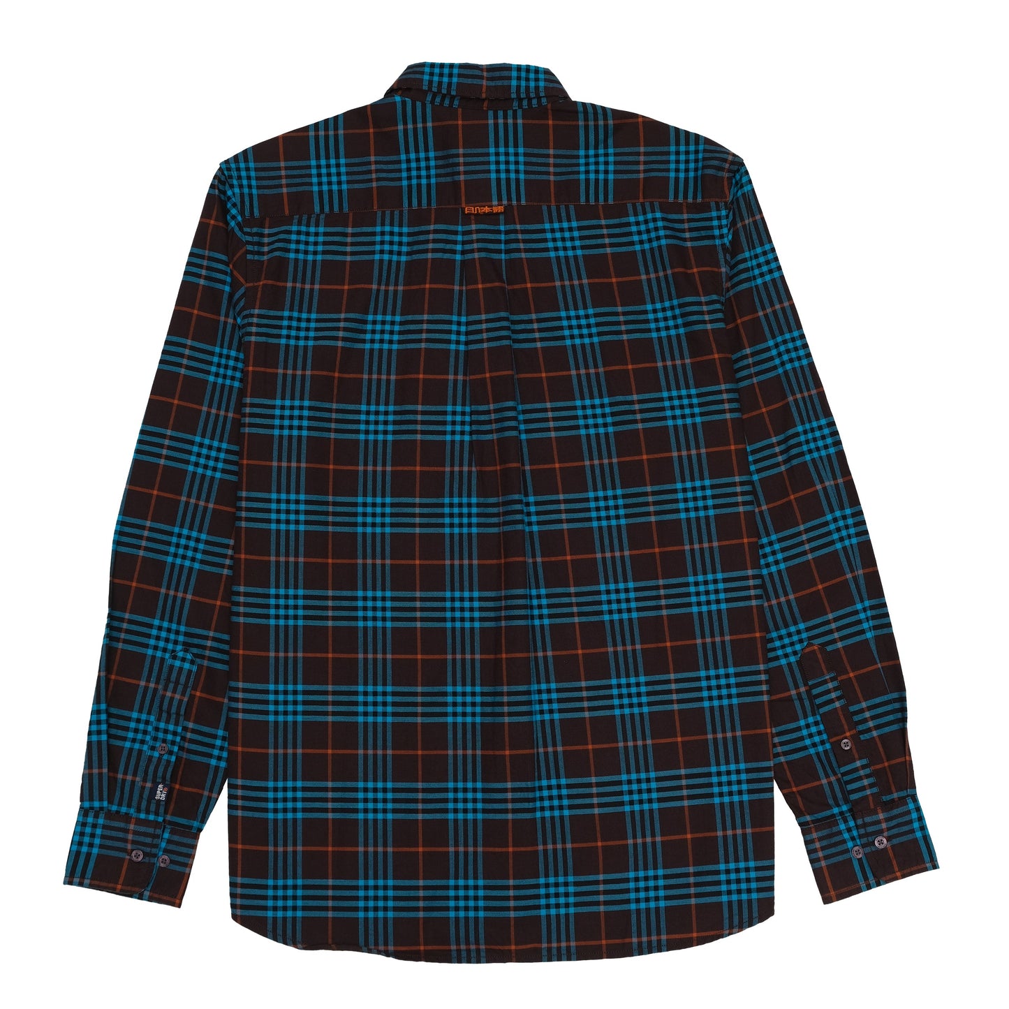 SUPERDRY Brown and Blue Check Flannel Long Sleeve Shirt