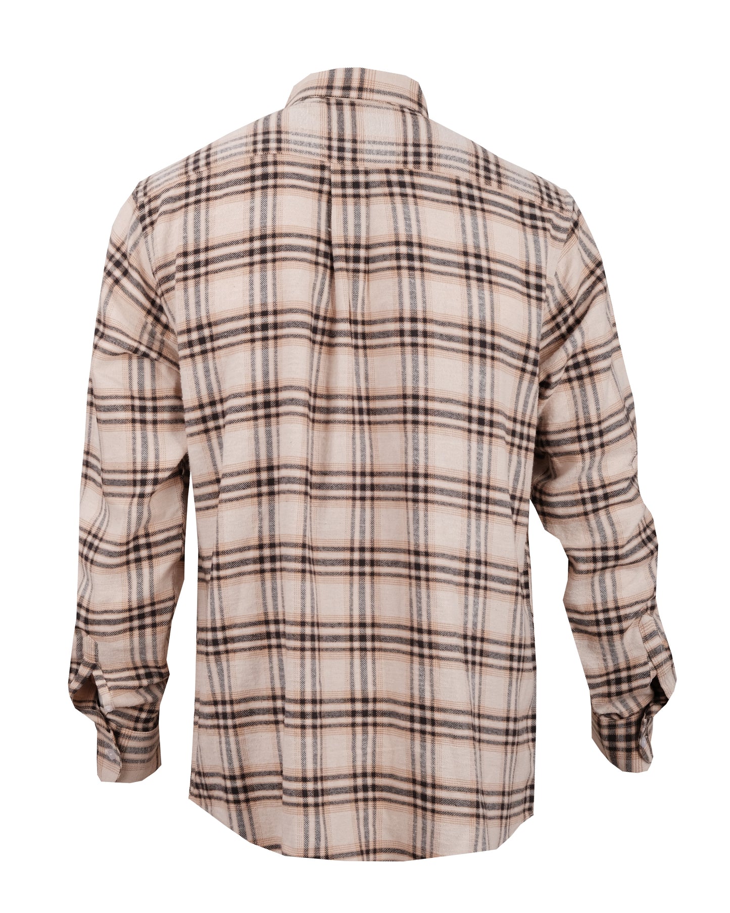 GANT Beige Brown Check Flannel Button-Down Long Sleeve Shirt