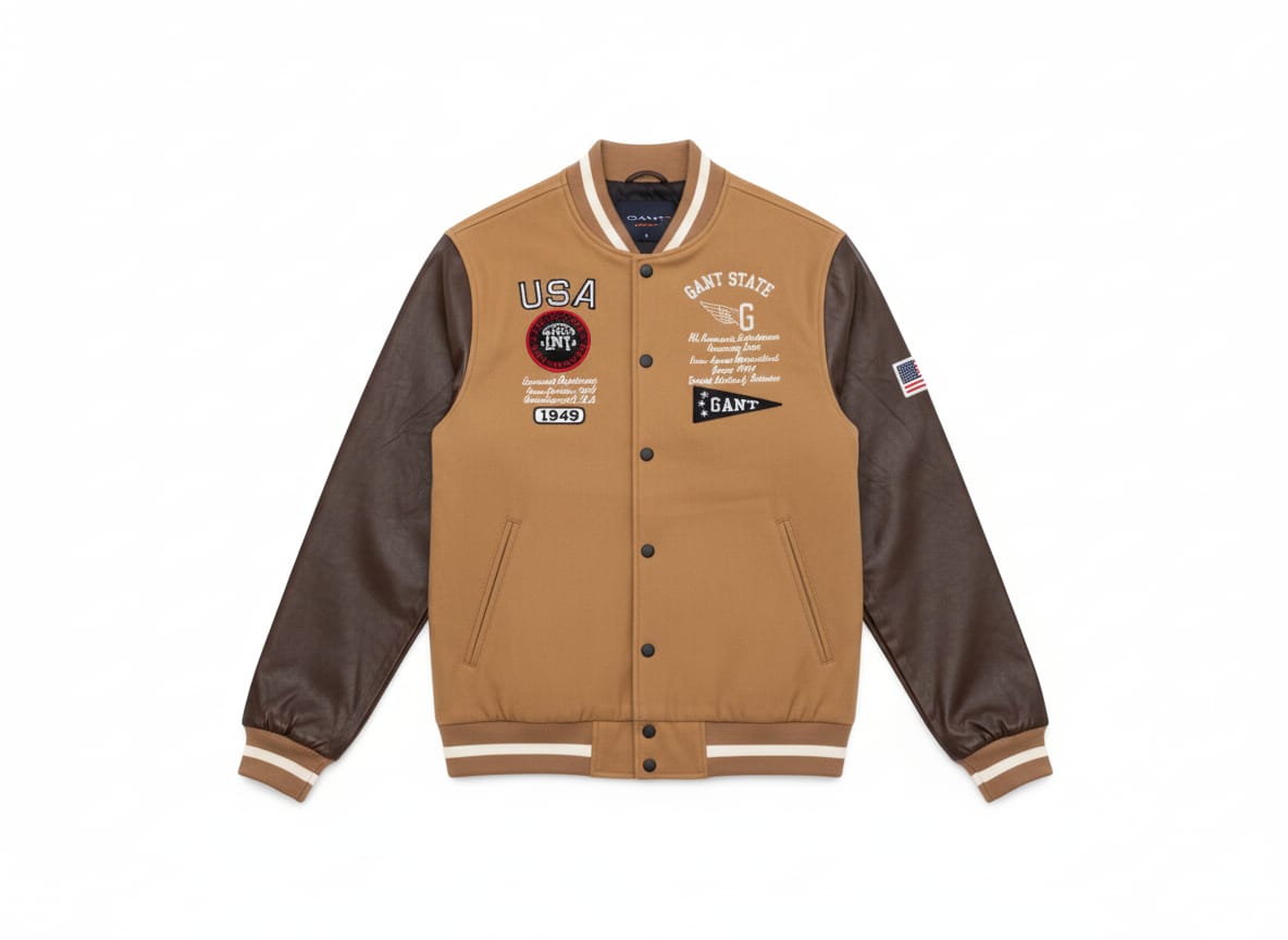 GANT Ultra Premium USA Varsity Jacket with Leather Sleeves
