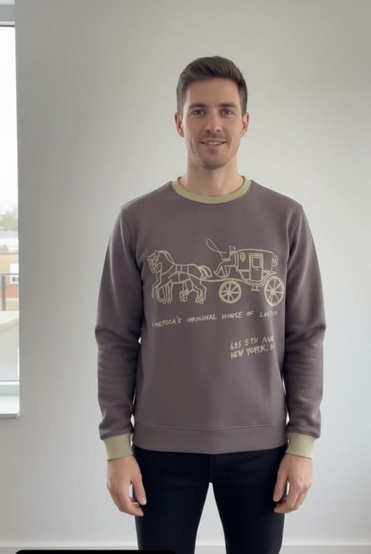 Coach Logo Heavy Quality Sweatshirt In Dark Grey  - Premium Winter Collection