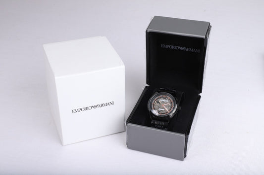 EMPORIO ARMANI Celestial Onyx Premium Chronograph Watch with Midnight Velvet Strap