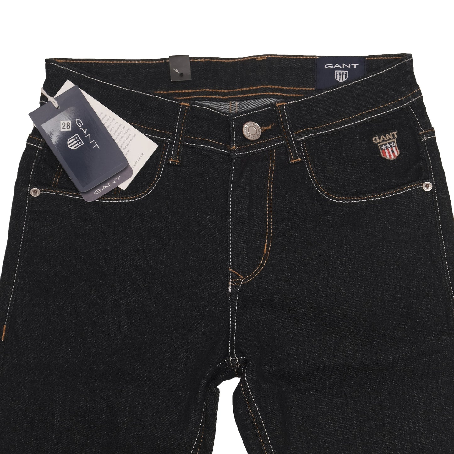 GANT Black Slim Fit Denim Jeans with Contrast Stitching