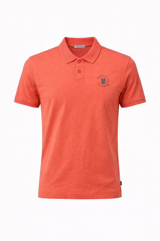 MONCLER Luminous Coral Tailored Fit Short Sleeve Piqué Polo Shirt