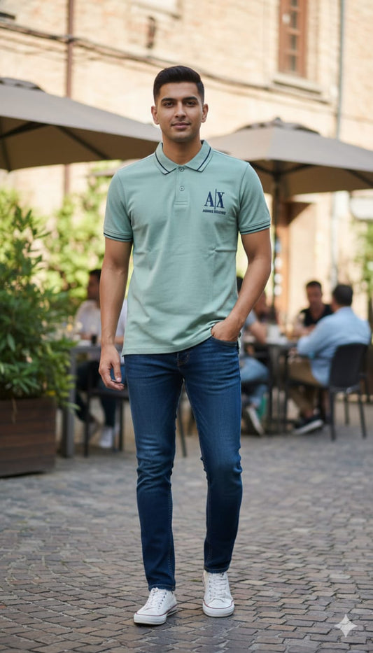 Armani Exchange Classic Fit Polo Shirt in Mint Green