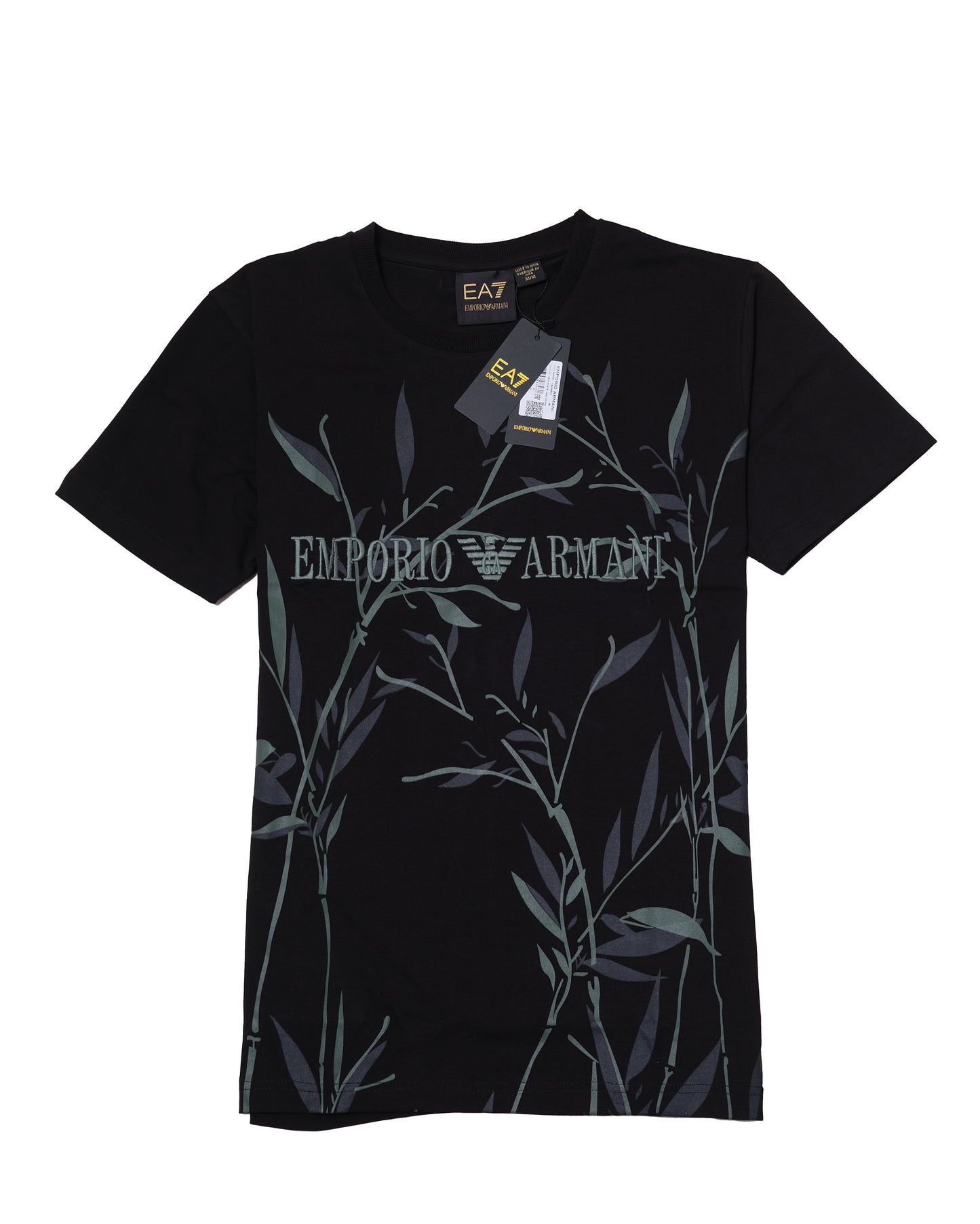 EMPORIO ARMANI EA7 Black Botanical Graphic Logo T-shirt