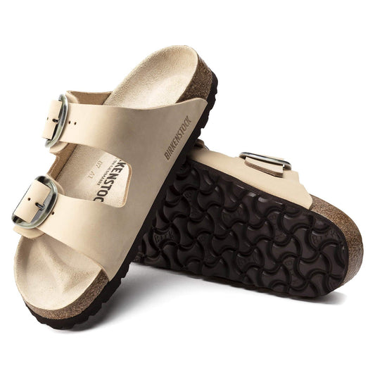 Birkenstock Arizona Big Buckle Nubuck Leather Sandal Beige Black