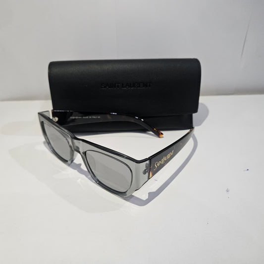 SAINT LAURENT Oversized Grey Sunglasses with Case
