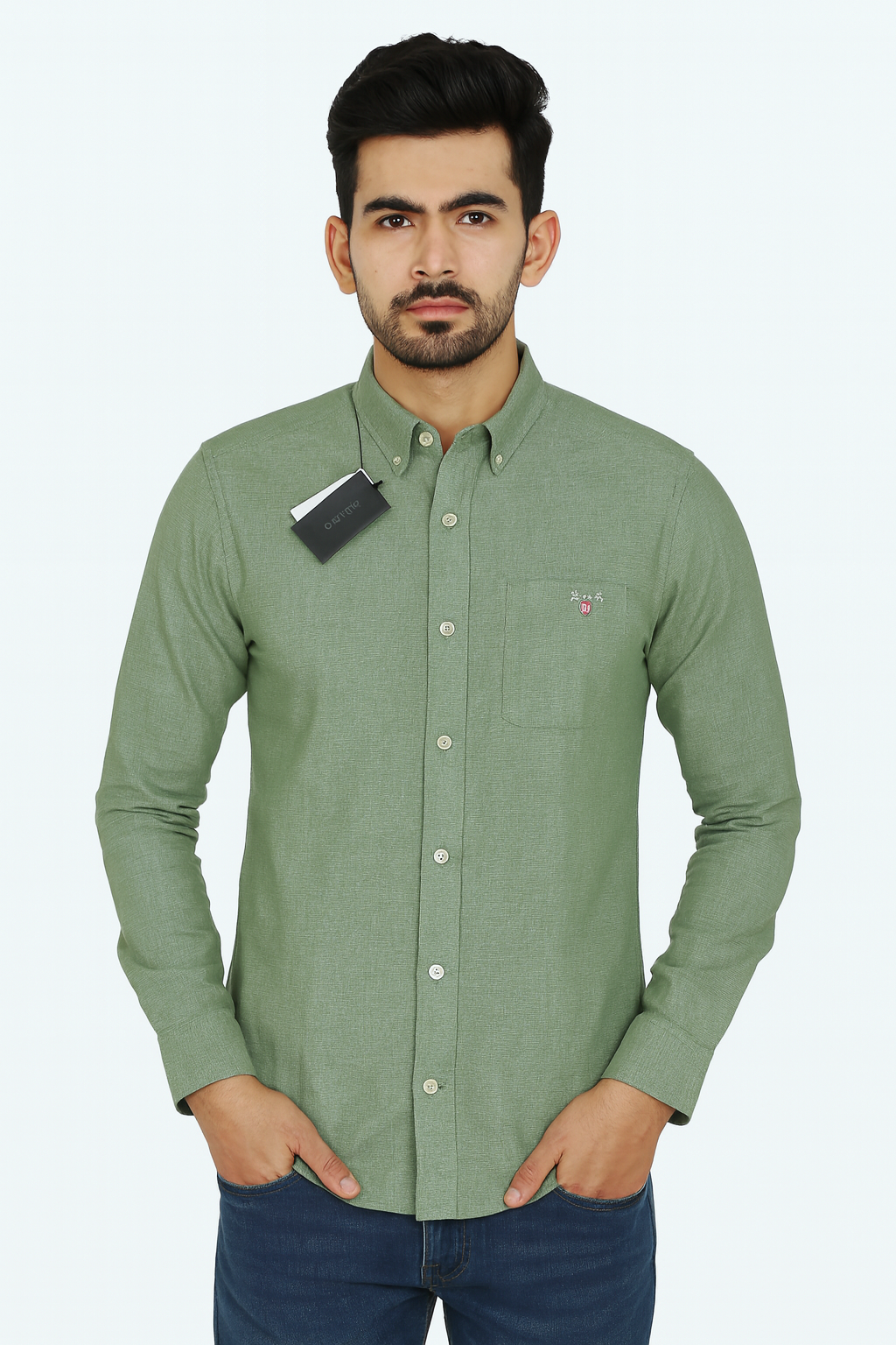 GANT Opulent Sage Tailored Fit Long Sleeve Button-Up Shirt