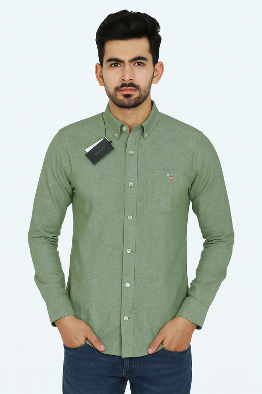 GANT Opulent Sage Tailored Fit Long Sleeve Button-Up Shirt