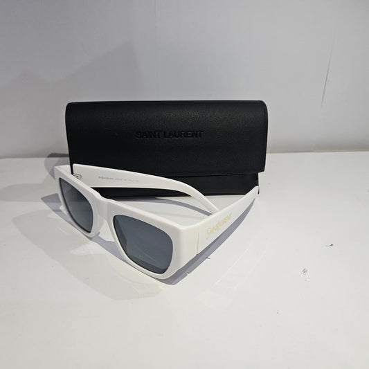 SAINT LAURENT White Frame Sunglasses with Case