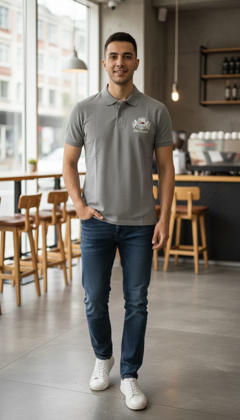 TOMMY HILFIGER Whispering Stone Tailored Fit Short Sleeve Piqué Polo