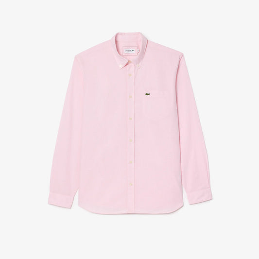 Lacoste Classic Fit Pink Piqué Button-Down Shirt