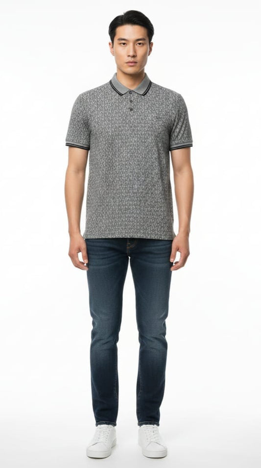 MICHAEL KORS Stormy Ash Luxe Fit Short Sleeve Piqué Polo Shirt