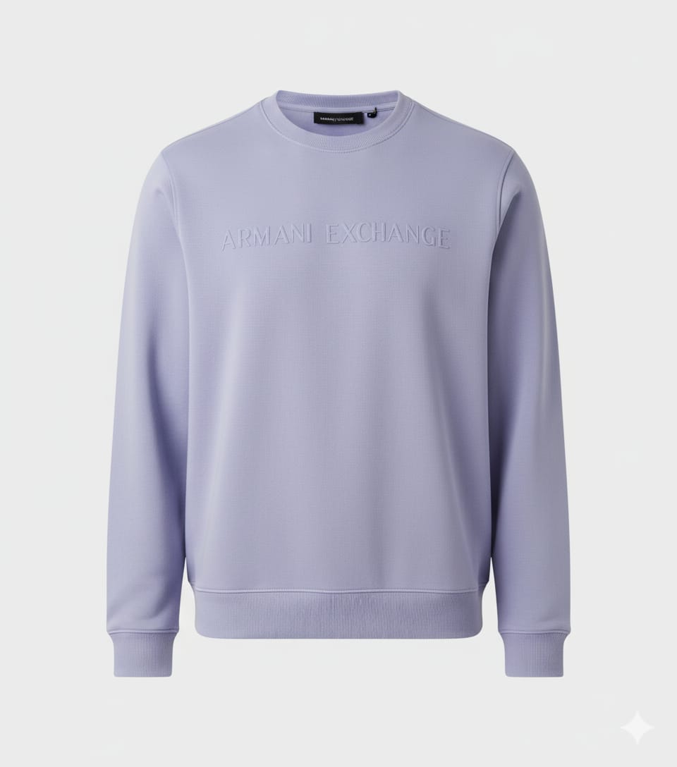 ARMANI EXCHANGE Serene Lavender Tailored Fit Crewneck Sweatshirt
