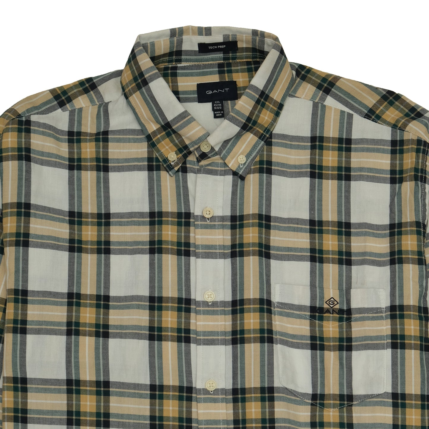 GANT Classic Fit Yellow Green Plaid Button-Up Shirt