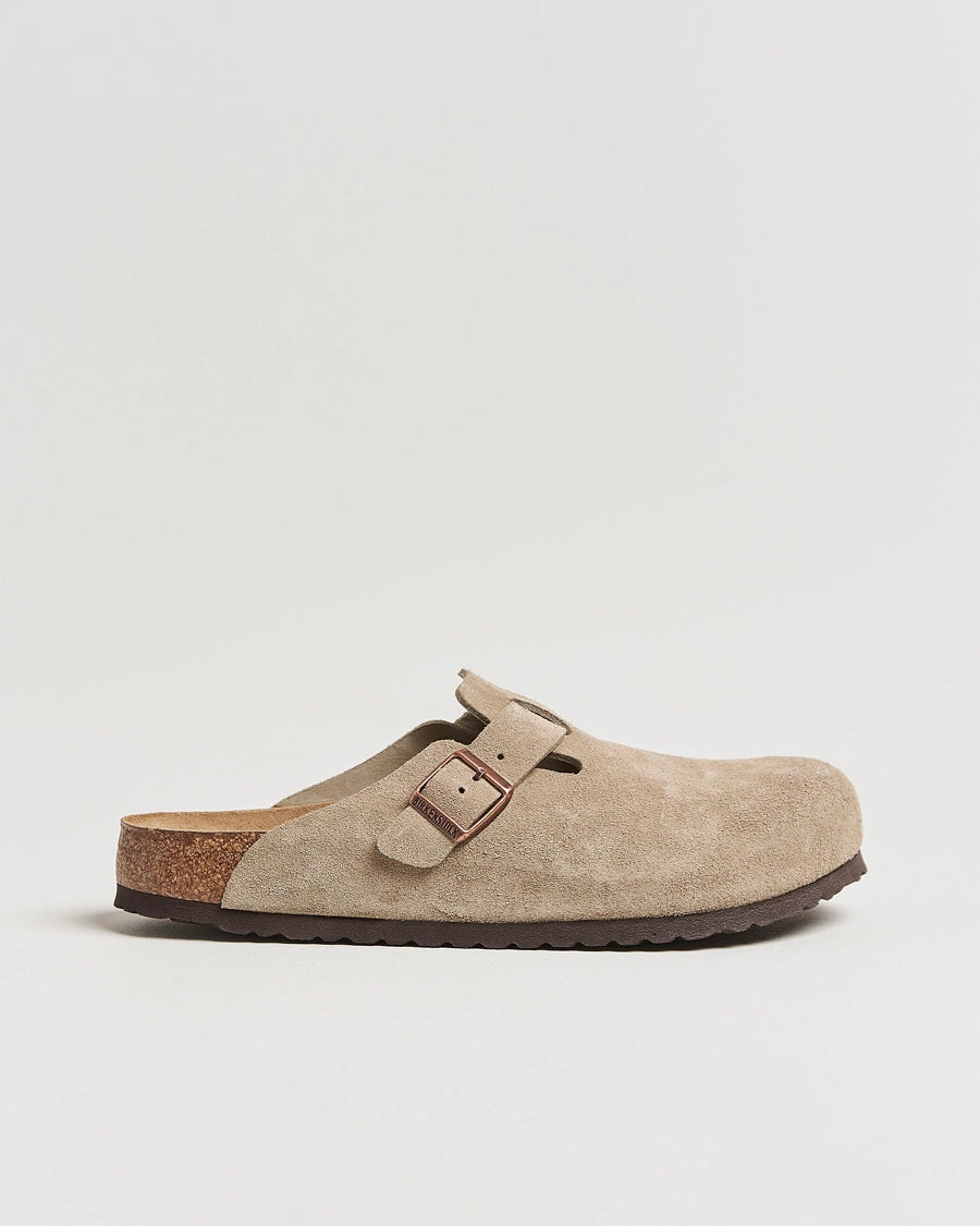 Birkenstock Boston Soft Footbed Suede Leather Faded Khaki