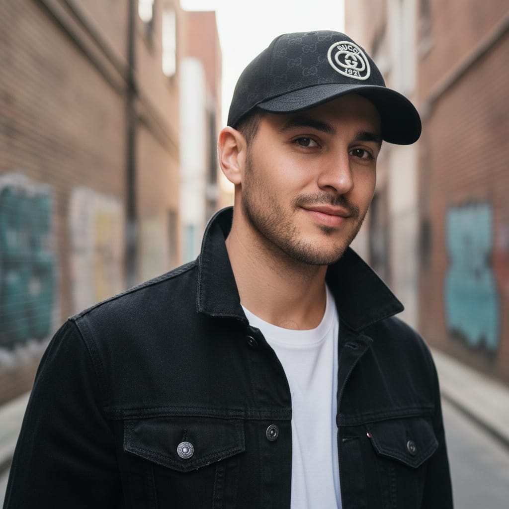 GUCCI Obsidian Velvet Signature Logo Baseball Cap