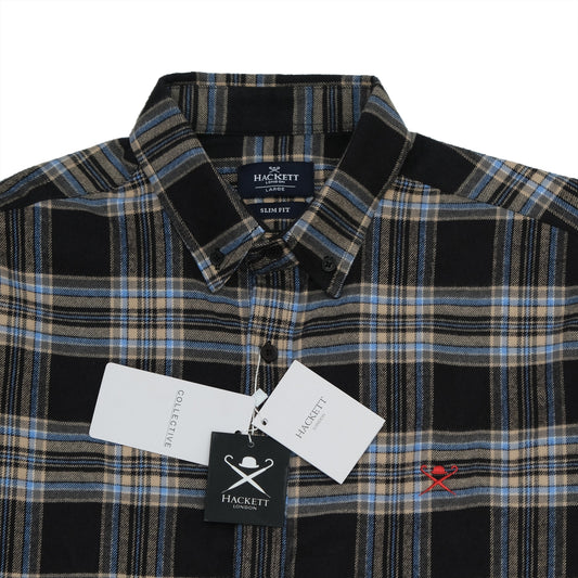 HACKETT LONDON Black Blue Check Slim Fit Shirt