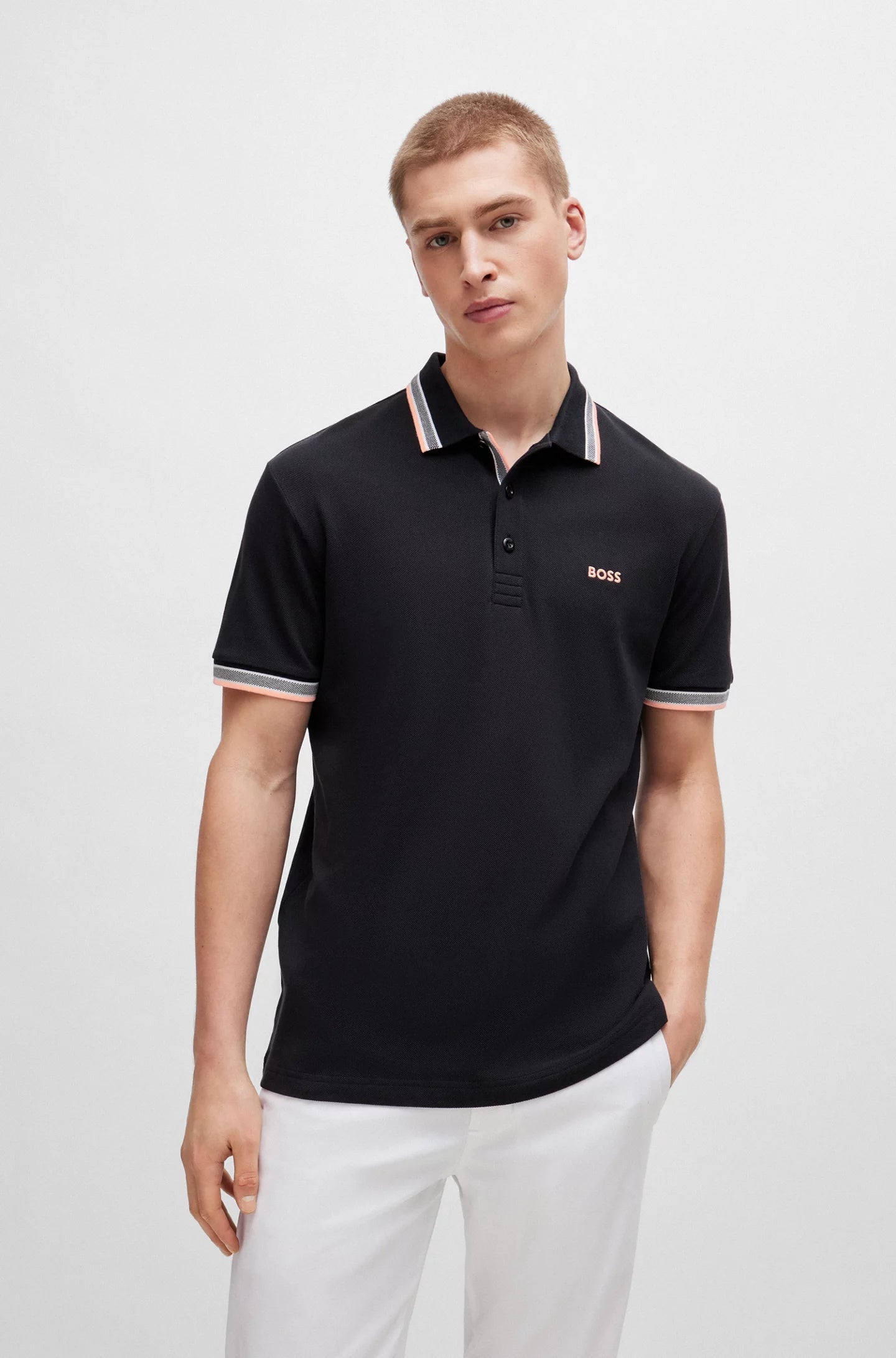 BOSS Black Contrast Trim Polo Shirt