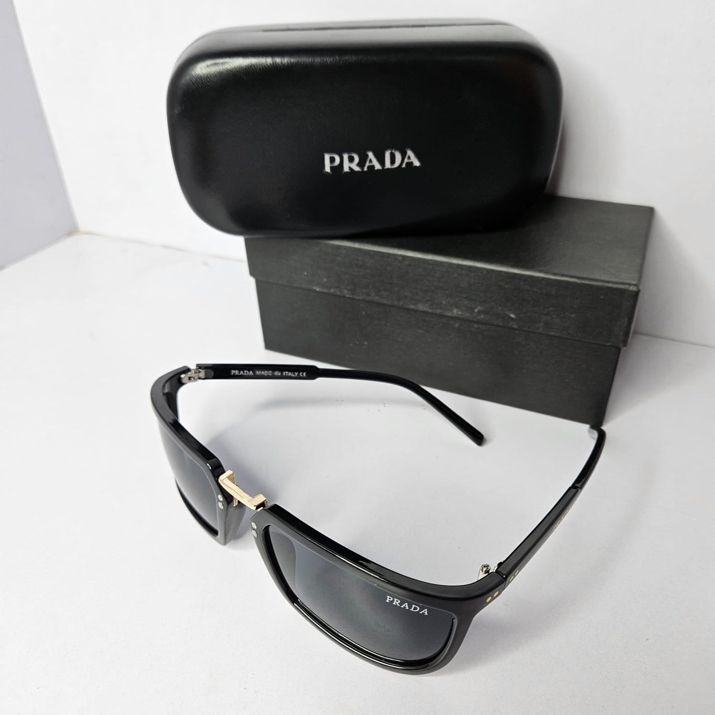 PRADA Midnight Onyx Luxe Oversized Sunglasses with Opulent Case