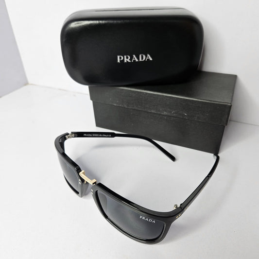 PRADA Midnight Onyx Luxe Oversized Sunglasses with Opulent Case