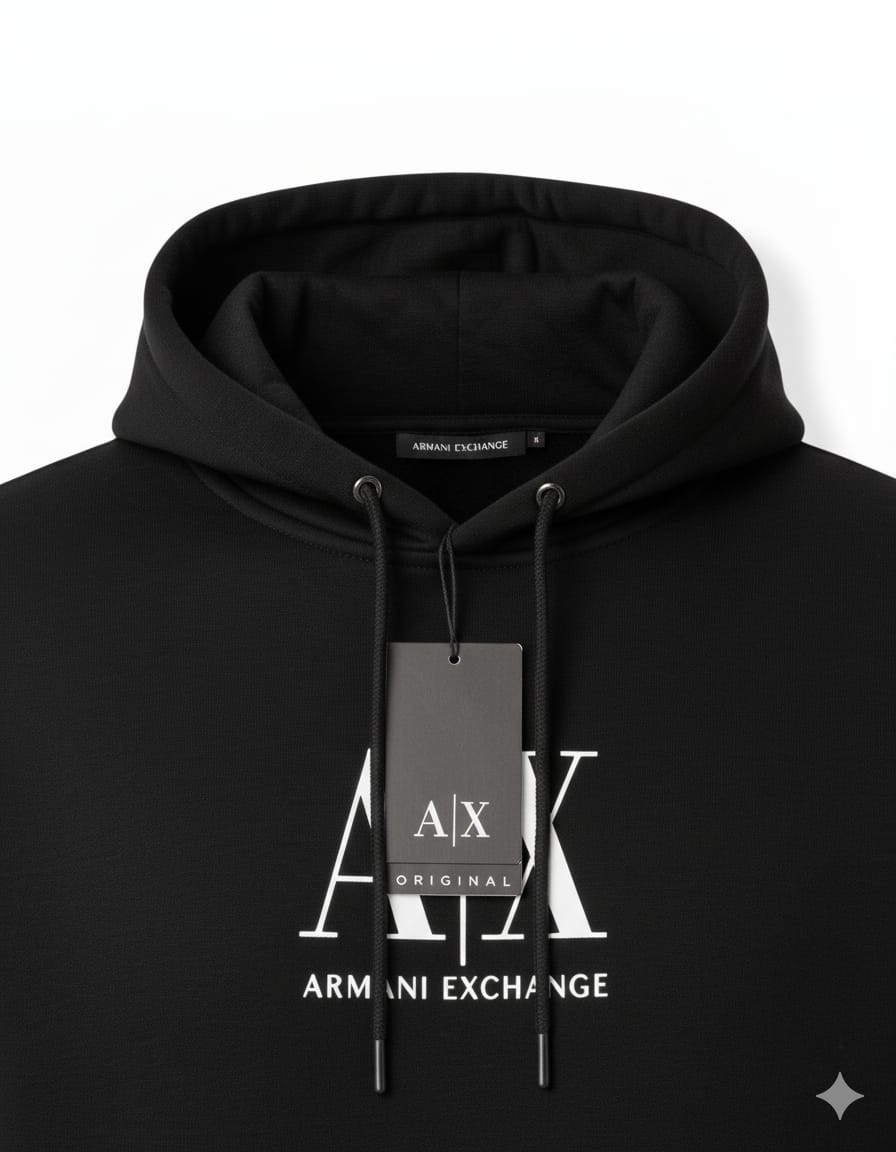 ARMANI EXCHANGE Charcoal Ember Tailored Fit Long Sleeve Hoodie