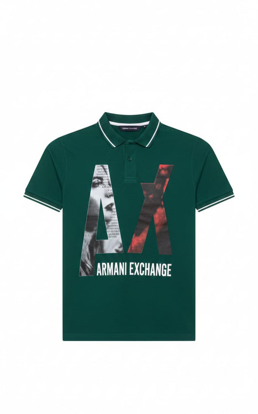 ARMANI EXCHANGE Enchanted Emerald Tailored Fit Short Sleeve Piqué Polo Shirt