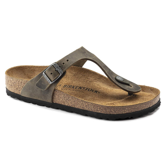 BIRKENSTOCK Moss Olive Oiled Leather Gizeh Sandals