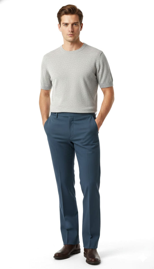SCOTCH & SODA Celestial Teal Tailored Straight Fit Trousers