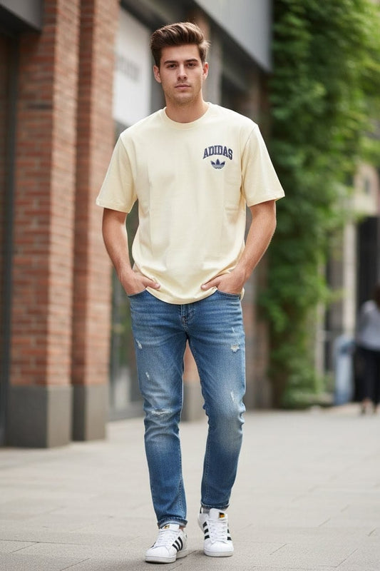ADIDAS Classic Logo Tee in Soft Yellow