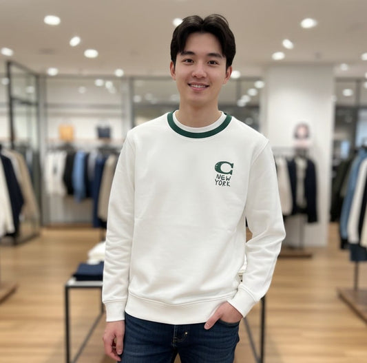 Coach Logo Heavy Quality Sweatshirt In White - Premium Winter Collection