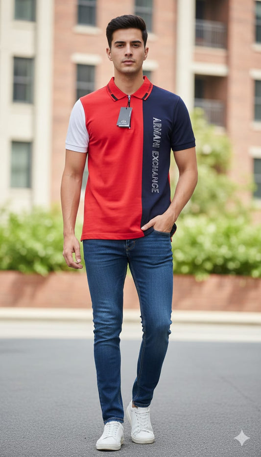 Armani Exchange Color Block Polo Shirt