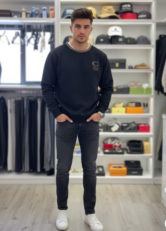 Coach Logo Heavy Quality Sweatshirt In Black - Premium Winter Collection