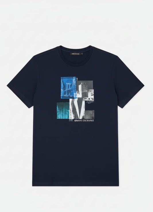 ARMANI EXCHANGE Oceanic Teal Tailored Fit Short Sleeve T-Shirt