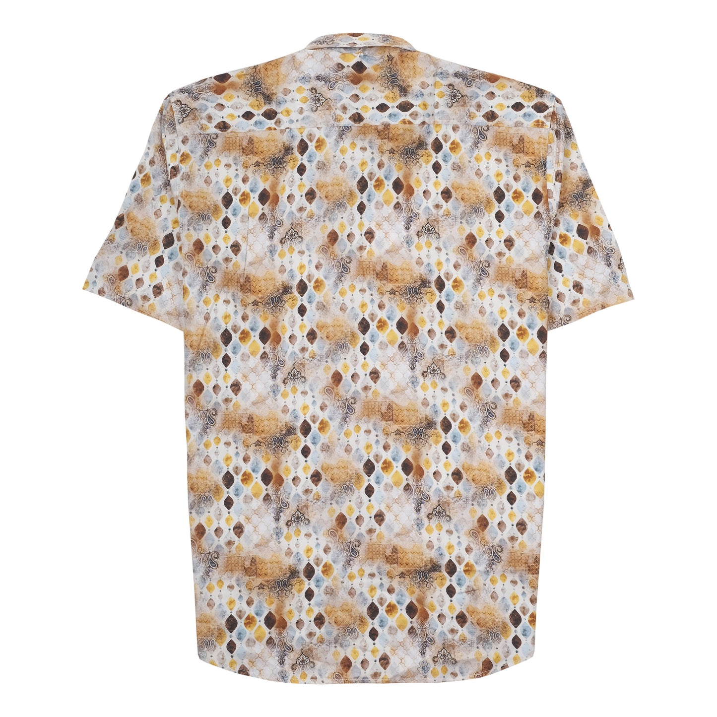 ZARA Brown Geometric Diamond Print Short Sleeve Shirt
