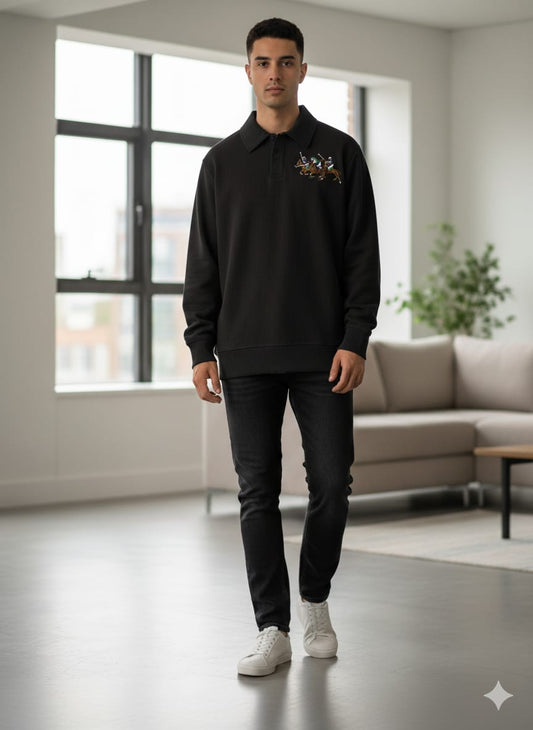 POLO RALPH LAUREN Enchanted Onyx Classic Fit Long Sleeve Piqué Polo