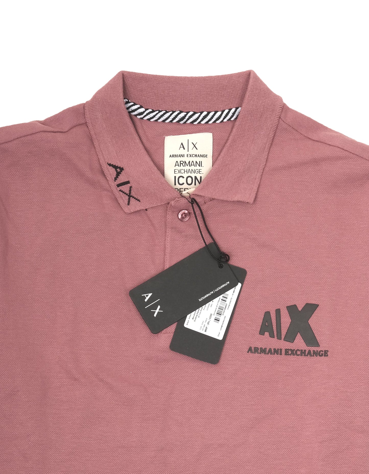 ARMANI EXCHANGE Mauve Cotton Logo Patch Classic Polo Shirt
