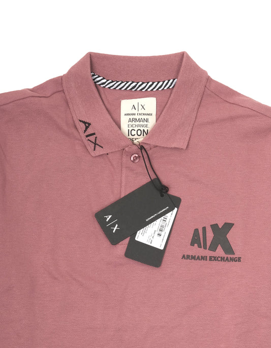 ARMANI EXCHANGE Mauve Cotton Logo Patch Classic Polo Shirt