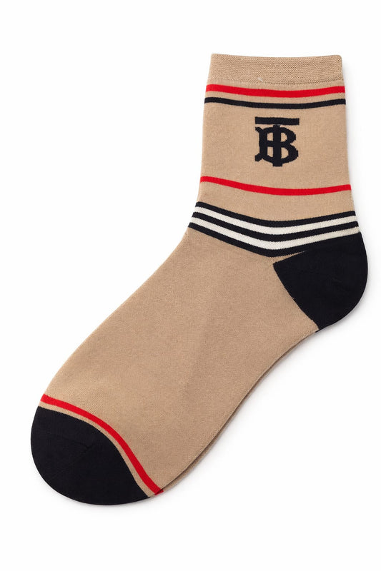BURBERRY Serene Dune Luxe Stripe Ankle Socks