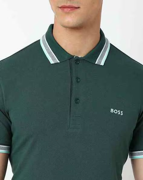 BOSS Emerald Green Contrast Trim Polo Shirt