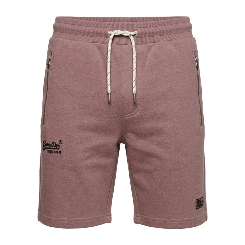 SUPERDRY Blushing Quartz Casual Fit Vintage Logo Zip Pocket Sweat Shorts